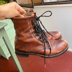 Frye lace up combat boots